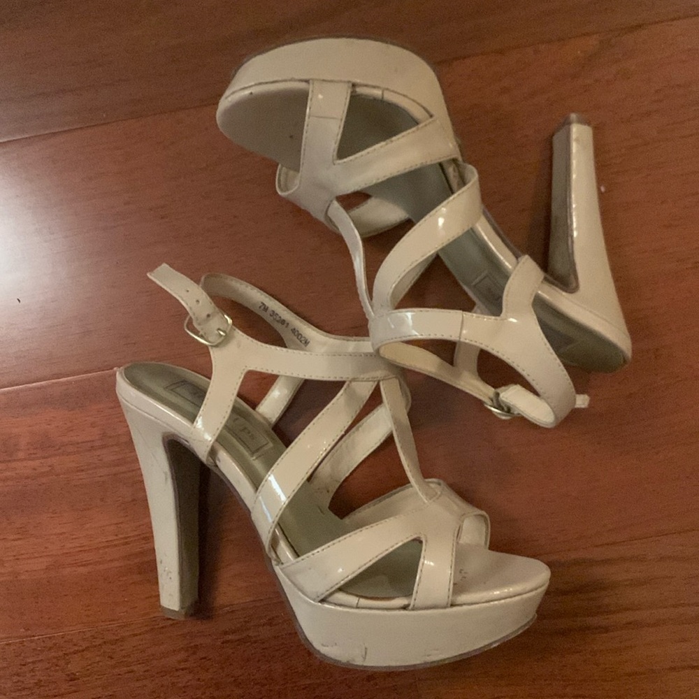 Touch Ups Four Inch Beige Platform Heels